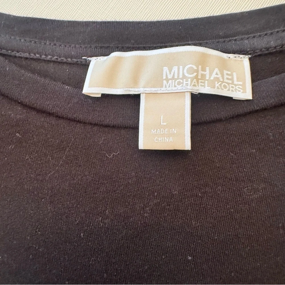 Michael Kors Black Long Sleeve Top with Gold Accents